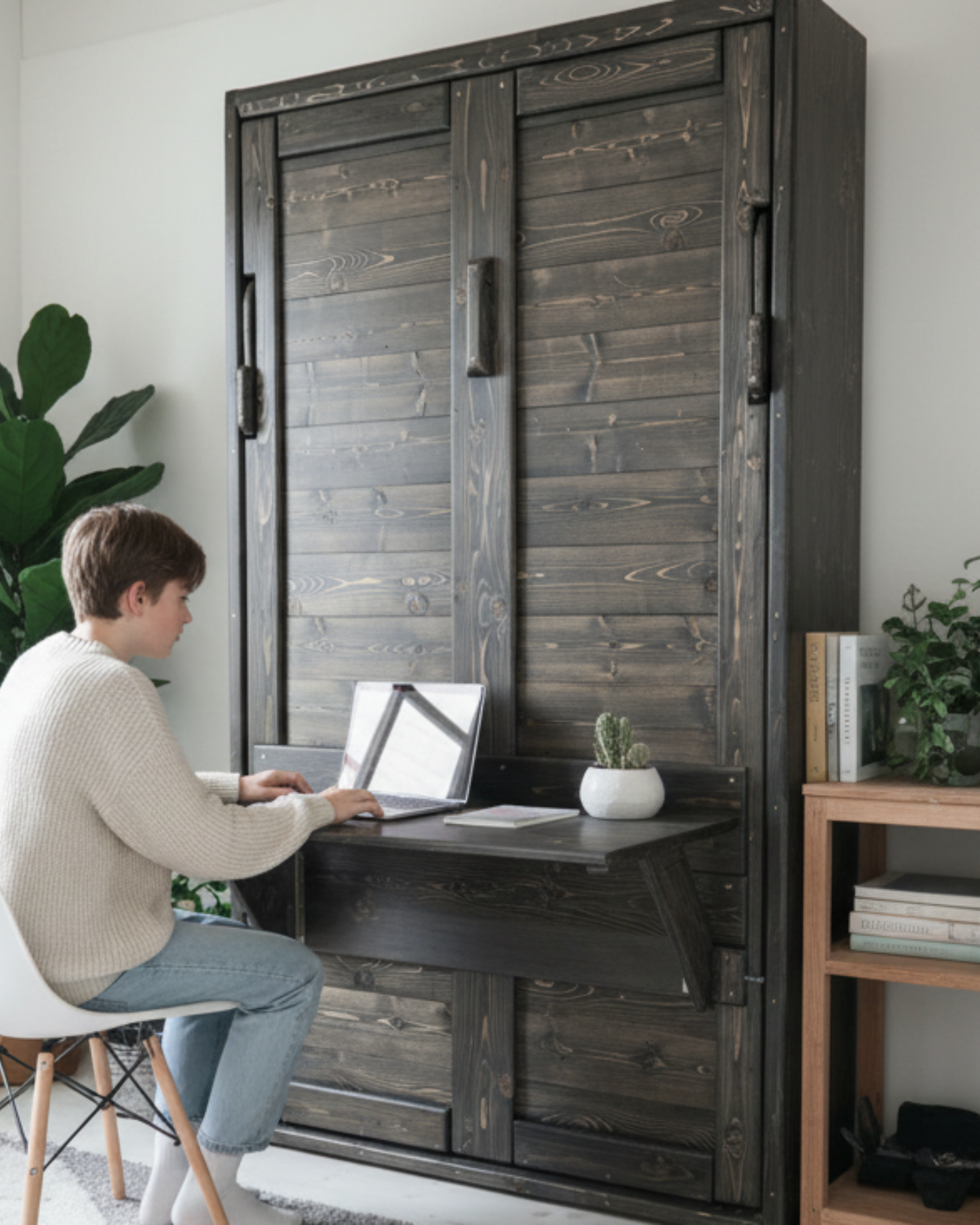 Twin Vertical Murphy Bed - Charcoal - Kootenay Murphy Beds